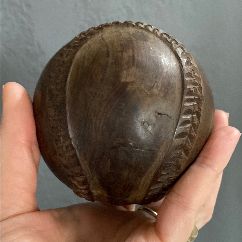 Ironwood Carved Baseball Shelf Sitter Decor - Picture 4 of 8